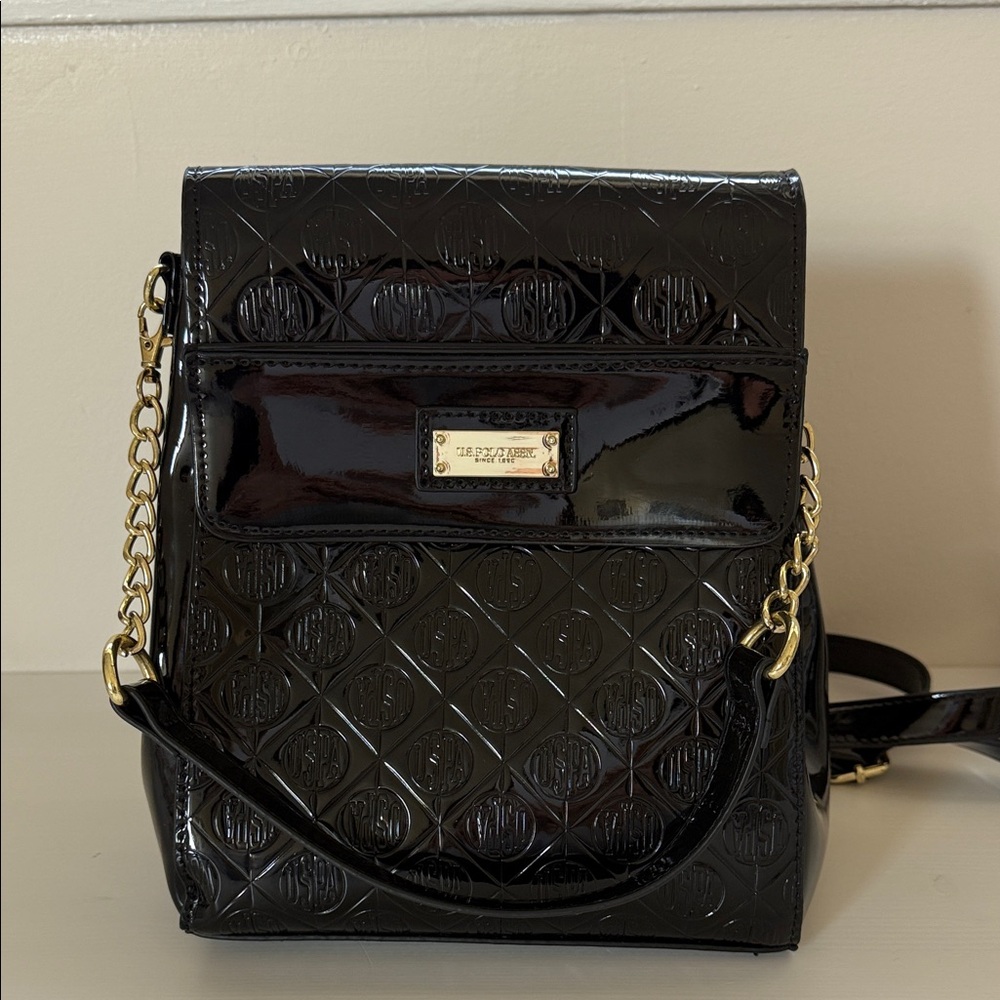NWOT U.S. Polo Assn Black Monogram Backpack